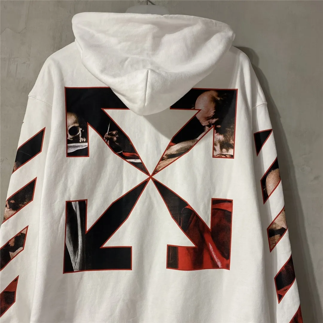 Top tested version OFFWHITE OW Caravaggio Skeleton Old Man Oil Painting for Men and Women Couple Pure Cotton Loose Religious Round Neck Pullover Hoodie Sweatshirt Exclusive version on the market, zp’s sales once hit a new high. Both the front and rear panels are printed using Kornit's digital direct printing process, with 7 colors sprayed and glazed solid film, giving the printing a jelly-like feel. The printing gradient is gentle, the texture is clear, and the color contrast is obvious. The fabric is made of 480g large fish scale pure cotton terry fabric, which is launched in a big way and has full drape. It can be compared with all versions on the market and is synchronized. Brand new 21s collar label, washed, hang tag, all customized. Size chart